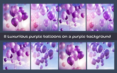 Luksusowe fioletowe balony na fioletowym tle