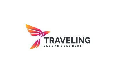 Nowoczesne kolorowe logo podróżującego ptaka
