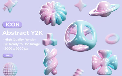 Pacchetto di oggetti 3D Forme astratte Y2K