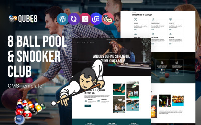 Qube8 - 8 Ball Pool of Snooker Club WordPress-thema