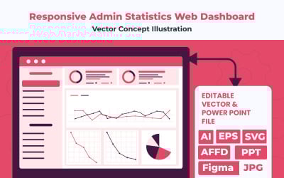 Responsive Admin Statistics Wireframe Web Dashboard