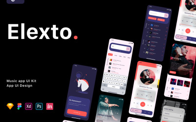 Elexto - Zestaw interfejsu użytkownika aplikacji muzycznej