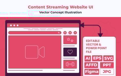 Flat Content Streaming Website Wireframe UI Concept