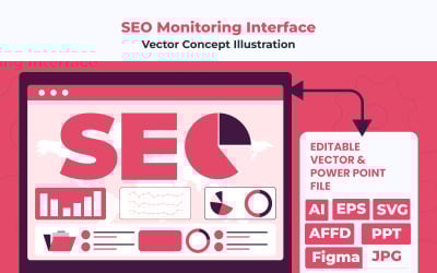 Flat Design SEO Monitoring Interface Wireframe Concept
