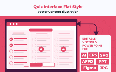 Interfaccia moderna del quiz web in stile piatto
