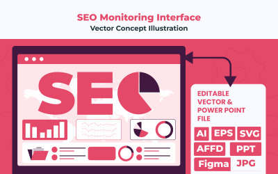Platt design SEO-övervakningsgränssnitt Wireframe-koncept