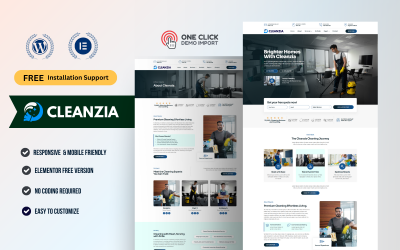 Cleanzia – Комплект шаблонів WordPress Elementor для клінінгових послуг