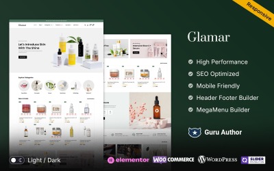 Glamar - Kozmetikumok, bőrápolási és szépségápolási termékek Elementor WooCommerce sablon