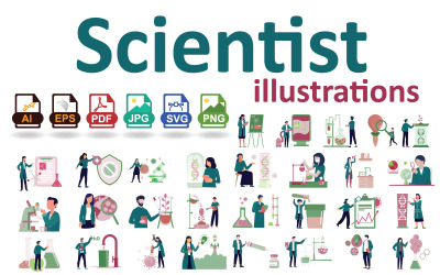 Pacote de ilustrações científicas para projetos digitais e impressos