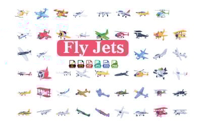 Fly Jets 3D Icons Pack | Airplane, Fighter Jet, Helicopter Icons | Helicaptor