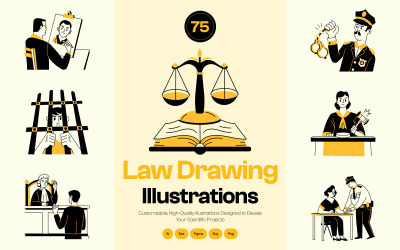 Law Drawing​​​ Illustration Set