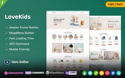 Lovekids - магазин дитячих іграшок, одягу та немовлят WooCommerce Elementor тема