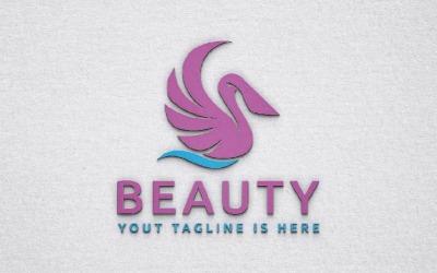 Modèle de logo d&amp;#39;entreprise : Pélican rose, oiseau, animal, nature