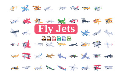 Pacote de ícones 3D Fly Jets | Ícones de avião, caça e helicóptero | Helicaptor