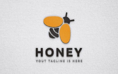 Söt honungsbi insekt natur djur flygande vingar logotyp mall