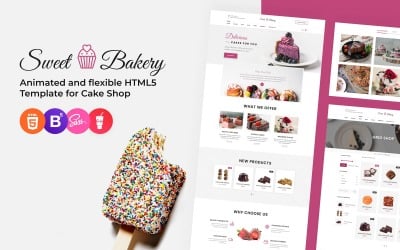 Sweet Bakery — адаптивный шаблон сайта Cake Shop на Bootstrap 5