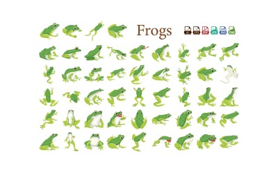 Illustrazioni di icone di rane Disegni di rane carini e unici per progetti digitali e di stampa Stampa digitale