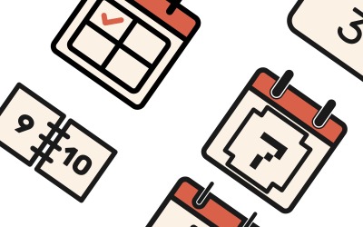 Barevný kalendář ikona sada vektorové logo plochý design, 12 prémiových kalendář ikona sada šablona