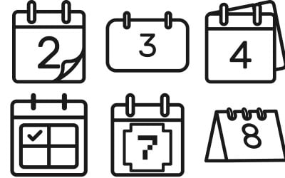 Calendar icon set vector logo line design, 12 Premium Calendar Icon Set Template