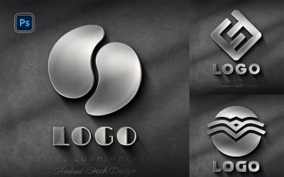 Maqueta de Photoshop del logotipo de acero