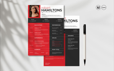 Plantilla de InDesign para currículum de diseñador