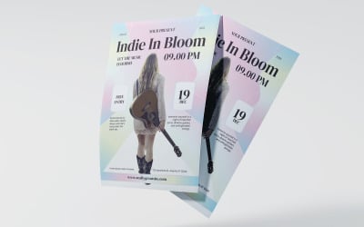 Álomszerű pasztellszínű indie koncertzenei szórólap