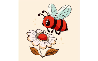 Bee and Flower Illustration