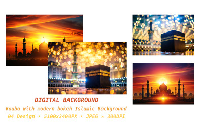 Kaaba avec un arrière-plan islamique bokeh moderne