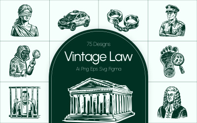 Modern Vintage Law Icons Set