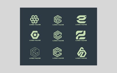 Sammlung geometrischer Logos und Monogramme mit dem Buchstaben E für das Branding