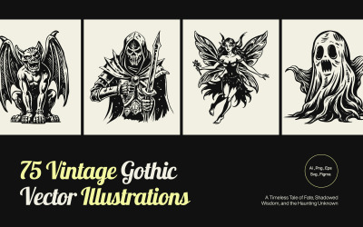 Vintage gotische Illustrationskunst-Set