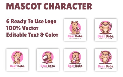 Bundle Bär Boba Maskottchen Logo Design