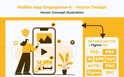Engagement des applications mobiles : conception vectorielle plate