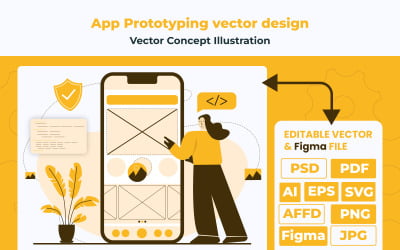 Illustration zum Prototyping mobiler Apps – flaches Vektordesign
