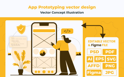 Mobile App Prototyping Illustration - Flat vector design