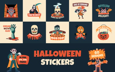 Modern Halloween-klistermärkeskollektion