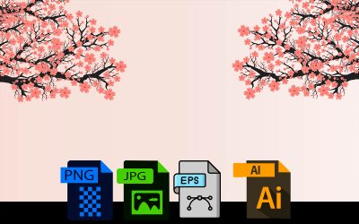 Sakura (jemná ilustrace sakurových větví)