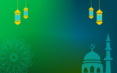 Zielony Niebieski Gradient Islamski Luksusowy Tło