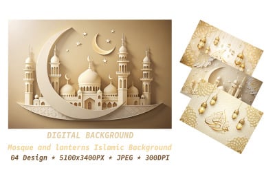 Mosque and lanterns Islamic Background