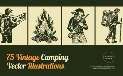 Vintage Camping Illustration Set