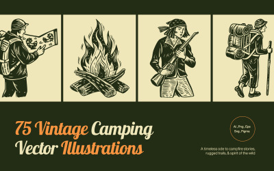 Vintage Camping-Illustrationssatz