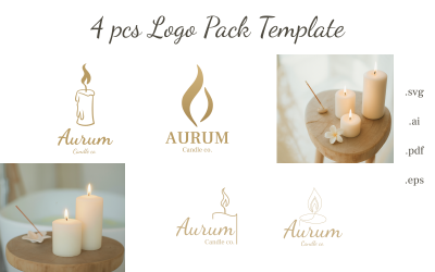 Aurum – Шаблон пакета логотипов для брендов свечей и магазинов свечей