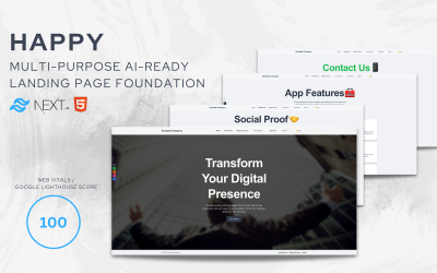 Happy - AI-Ready Next.js 15 Landing Page Starter with Tailwind CSS