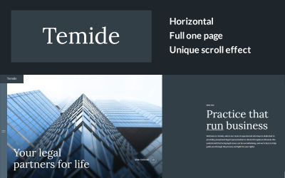 Temide - 律师事务所独特的水平滚动全屏 HTML5
