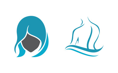 Illustrazione del logo del personaggio del volto di donna con capelli di bellezza v.5
