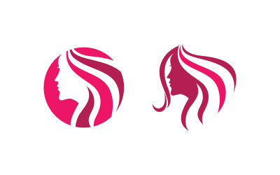 Skönhet Hår Kvinna ansikte karaktär logotyp illustration v.1