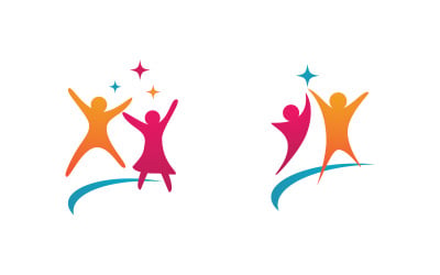 Human care adoption group network and social logo design v.36