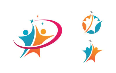 Human care adoption group network and social logo design v.37