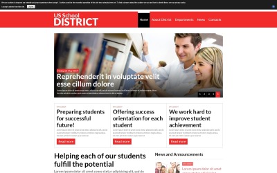 Modello Joomla del sito web del distretto scolastico degli Stati Uniti