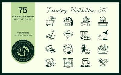 Conjunto de ilustraciones y dibujos de agricultura